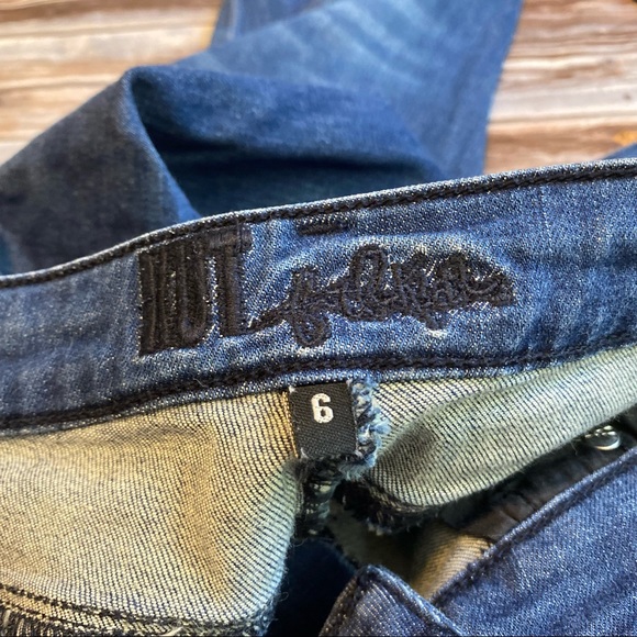 Kut From The Kloth Slim Straught Mid Rise Ankle Crop Raw Hem Denim Jeans Sz 6 - Picture 7 of 12